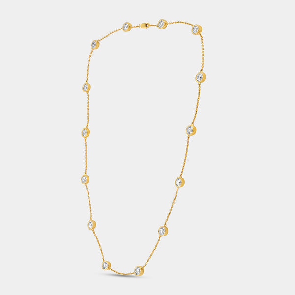 Gilded 7 Carat Lab-Grown Diamond Bezel-Set Diamonds-By-The-Yard Necklace