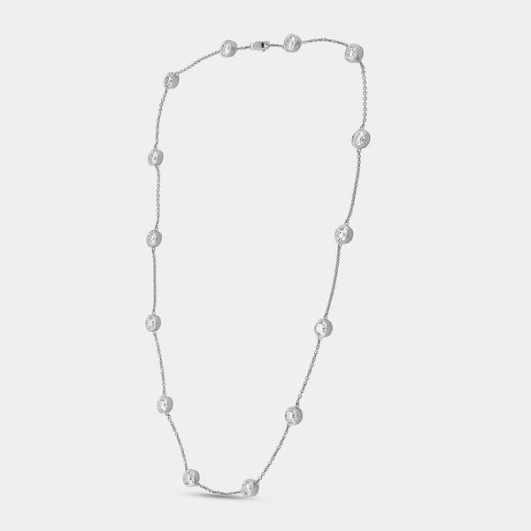 Gilded 7 Carat Lab-Grown Diamond Bezel-Set Diamonds-By-The-Yard Necklace