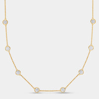 Gilded 7 Carat Lab-Grown Diamond Bezel-Set Diamonds-By-The-Yard Necklace