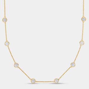 Gilded 7 Carat Lab-Grown Diamond Bezel-Set Diamonds-By-The-Yard Necklace
