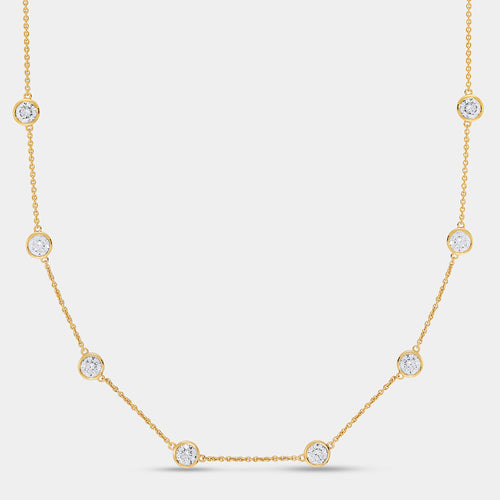 Gilded 7 Carat Lab-Grown Diamond Bezel-Set Diamonds-By-The-Yard Necklace