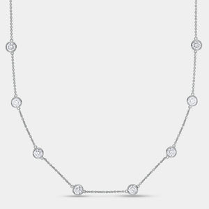 Gilded 7 Carat Lab-Grown Diamond Bezel-Set Diamonds-By-The-Yard Necklace