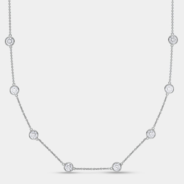 Gilded 7 Carat Lab-Grown Diamond Bezel-Set Diamonds-By-The-Yard Necklace