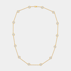Gilded 7 Carat Lab-Grown Diamond Bezel-Set Diamonds-By-The-Yard Necklace