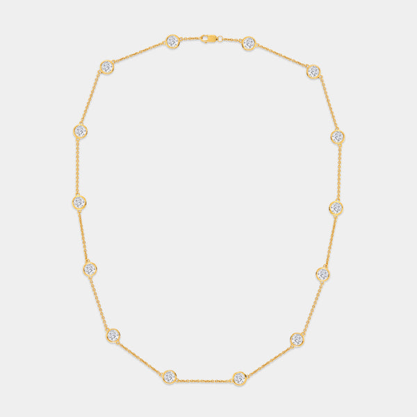 Gilded 7 Carat Lab-Grown Diamond Bezel-Set Diamonds-By-The-Yard Necklace