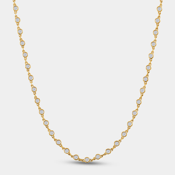 Gilded 2 and 7/8 Carat Lab-Grown Diamond Bezel-Set Necklace