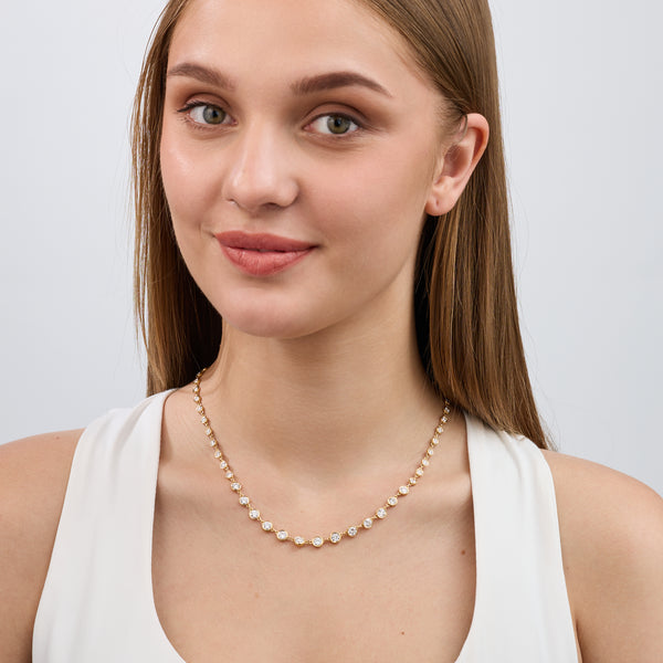 Gilded 8 and 1/2 Carat Lab-Grown Diamond Bezel-Set Necklace
