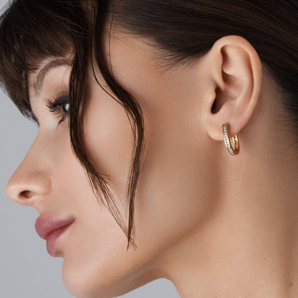 Gilded 1/4 Carat Lab-Grown Diamond Channel-Set Oval Hoops