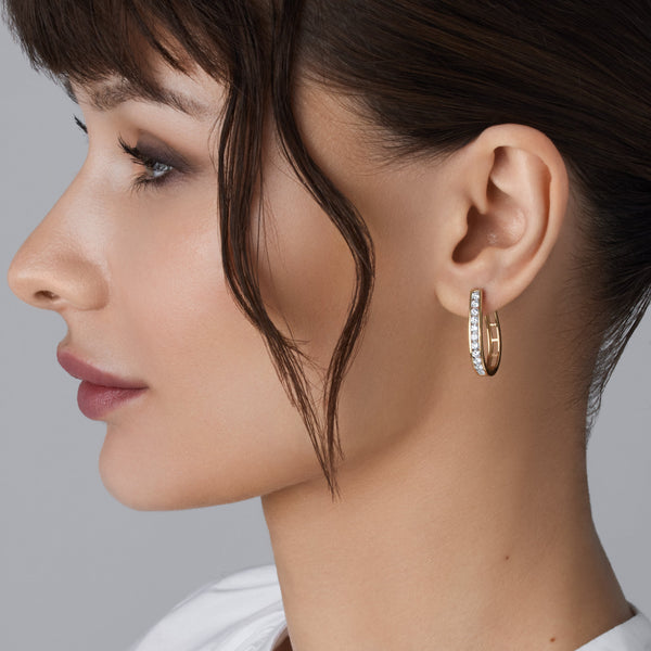 1 Carat Lab-Grown Diamond Channel-Set Oval Hoops — GILDED New York