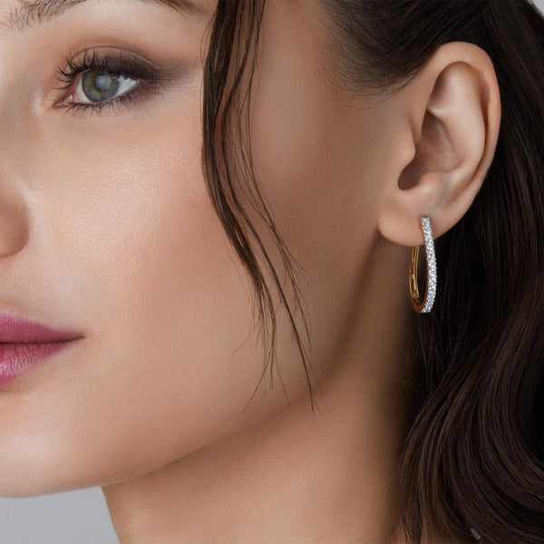 1 Carat Lab-Grown Diamond Prong-Set Oval Hoops — GILDED New York