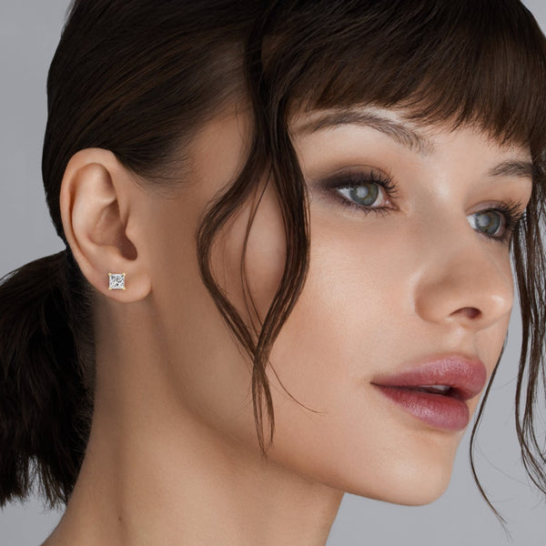 1 Carat Lab-Grown Diamond Princess-Cut Classic Solitaire Studs — GILDED New York