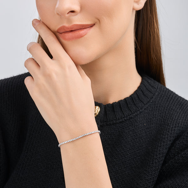 Gilded 2 Carat Lab-Grown Diamond Round-Shaped Classic Tennis Bracelet