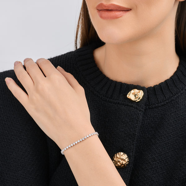Gilded 4 Carat Lab-Grown Diamond Round-Shaped Three-Prong Tennis Bracelet