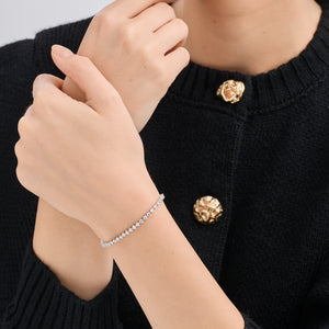 Gilded 3 Carat Lab-Grown Diamond Round-Shaped Three-Prong Tennis Bracelet