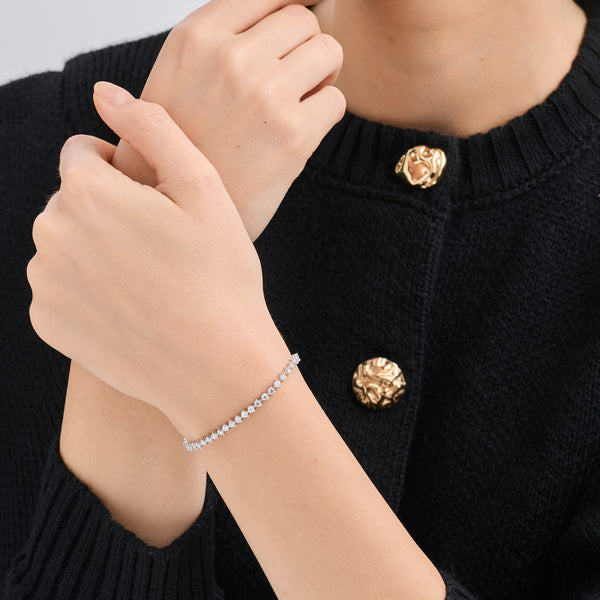 Gilded 3 Carat Lab-Grown Diamond Round-Shaped Three-Prong Tennis Bracelet