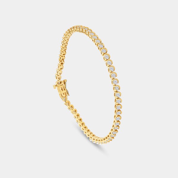 Gilded 3 Carat Lab-Grown Diamond Fashion Bracelet in a Crescent-Moon Setting