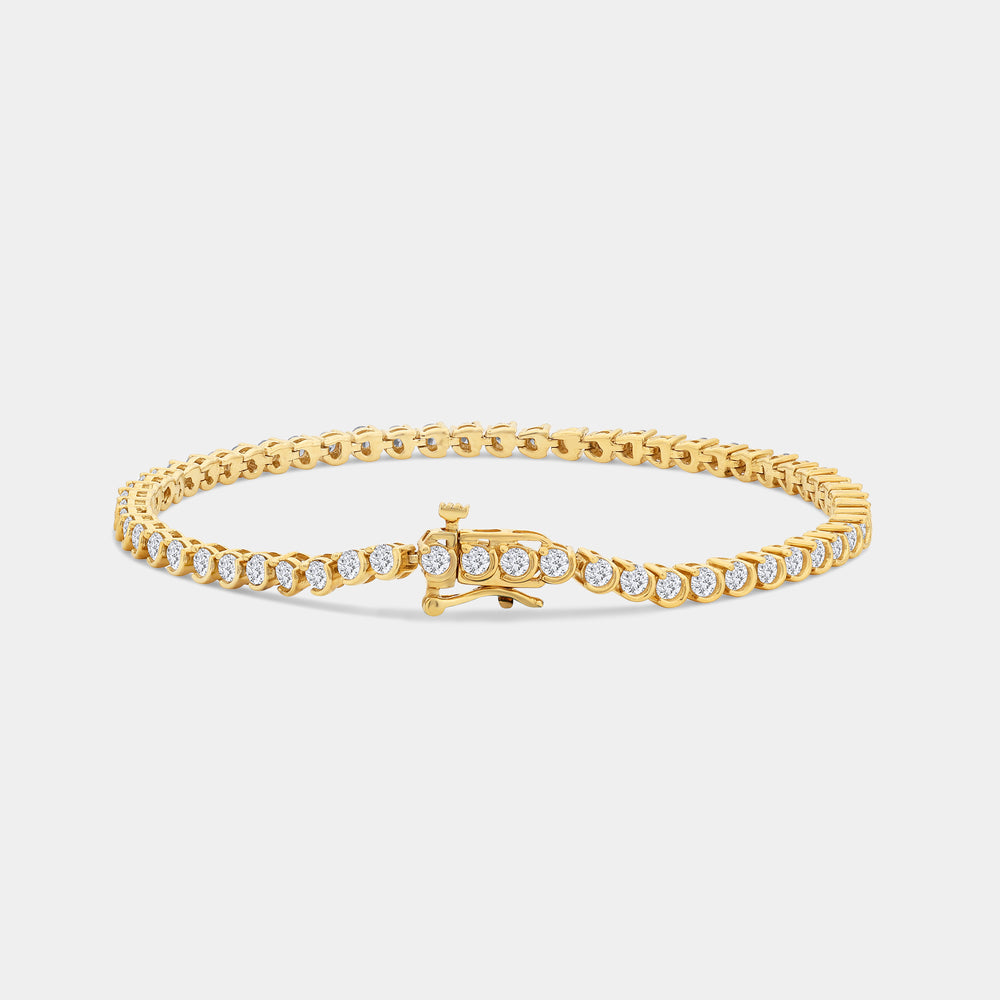 Gilded 3 Carat Lab-Grown Diamond Fashion Bracelet in a Crescent-Moon Setting