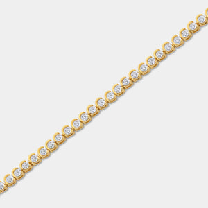 Gilded 3 Carat Lab-Grown Diamond Fashion Bracelet in a Crescent-Moon Setting