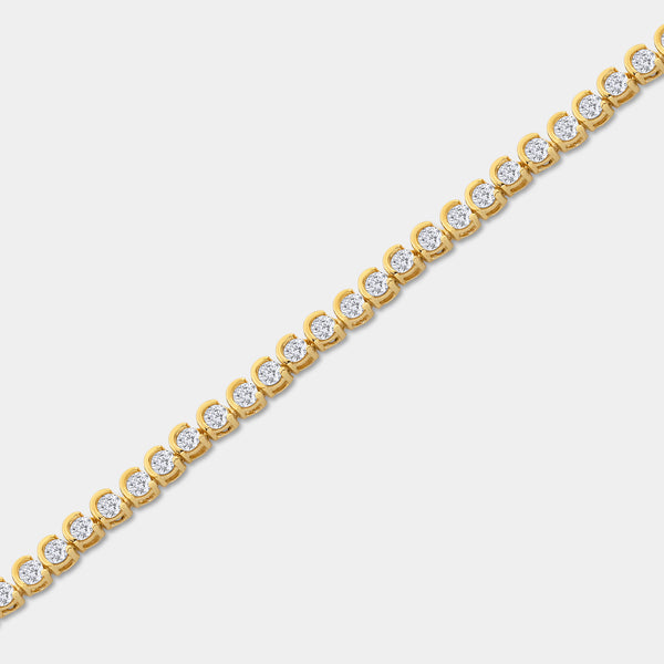 Gilded 3 Carat Lab-Grown Diamond Fashion Bracelet in a Crescent-Moon Setting