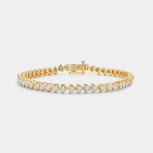 Gilded 1 Carat Lab-Grown Fashion Bracelet with Heart-Shaped Motifs in an Illusion-Plate Setting