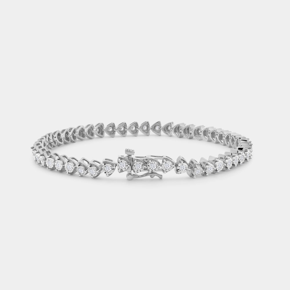 Gilded 1 Carat Lab-Grown Fashion Bracelet with Heart-Shaped Motifs in an Illusion-Plate Setting