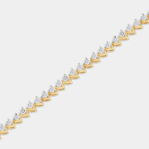 Gilded 1 Carat Lab-Grown Fashion Bracelet with Heart-Shaped Motifs in an Illusion-Plate Setting