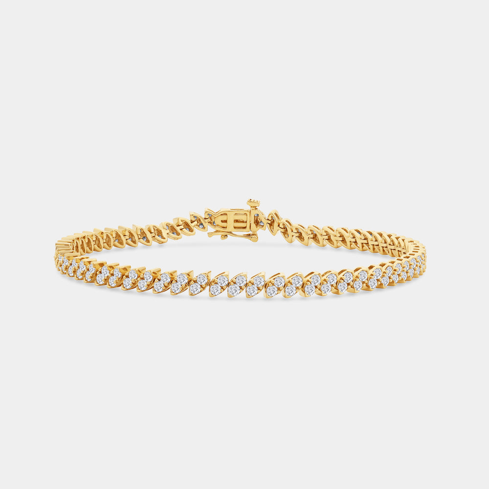Gilded 3 Carat Lab-Grown Diamond Fashion Bracelet with Marquise-Shaped Composite Centers