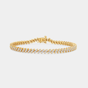 Gilded 3 Carat Lab-Grown Diamond Fashion Bracelet with Marquise-Shaped Composite Centers