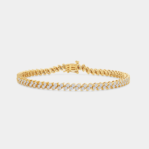Gilded 3 Carat Lab-Grown Diamond Fashion Bracelet with Marquise-Shaped Composite Centers