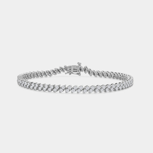 Gilded 3 Carat Lab-Grown Diamond Fashion Bracelet with Marquise-Shaped Composite Centers