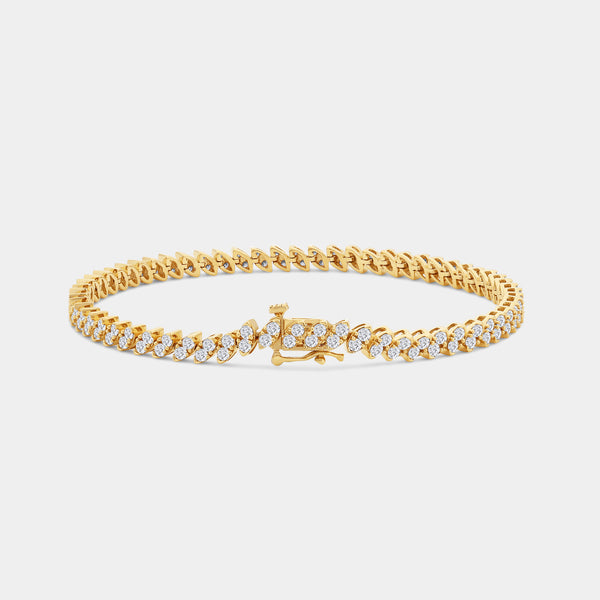 Gilded 3 Carat Lab-Grown Diamond Fashion Bracelet with Marquise-Shaped Composite Centers