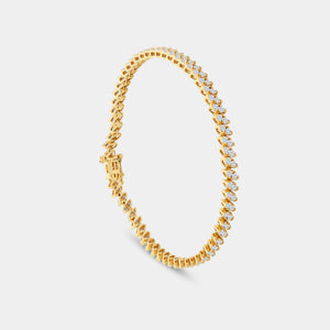 Gilded 3 Carat Lab-Grown Diamond Fashion Bracelet with Marquise-Shaped Composite Centers