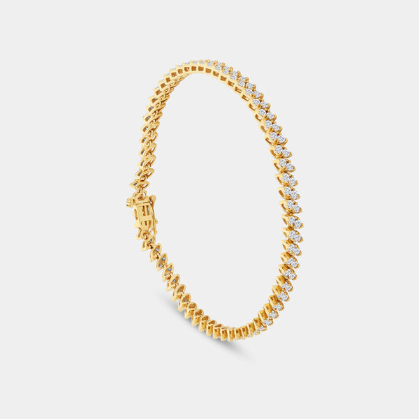 Gilded 3 Carat Lab-Grown Diamond Fashion Bracelet with Marquise-Shaped Composite Centers