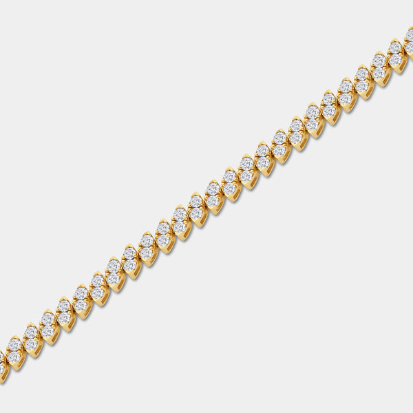 Gilded 3 Carat Lab-Grown Diamond Fashion Bracelet with Marquise-Shaped Composite Centers
