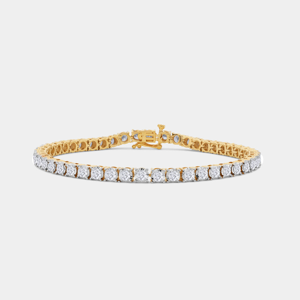 Gilded 5 Carat Lab-Grown Diamond Classic Bracelet with Four-Prong Illusion Settings