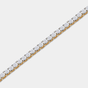 Gilded 5 Carat Lab-Grown Diamond Classic Bracelet with Four-Prong Illusion Settings