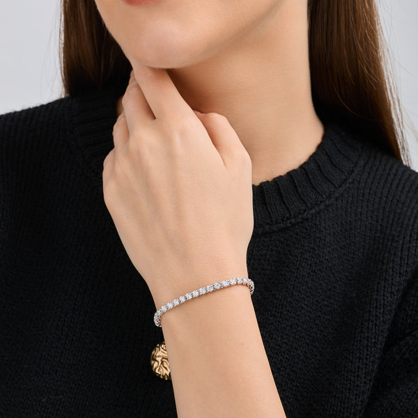 Gilded 4 Carat Lab-Grown Diamond Fashion Bracelet with Round-Shaped Centers in a U-Shaped Setting