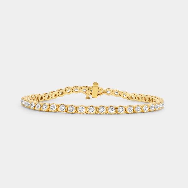 Gilded 4 Carat Lab-Grown Diamond Fashion Bracelet with Round-Shaped Centers in a U-Shaped Setting