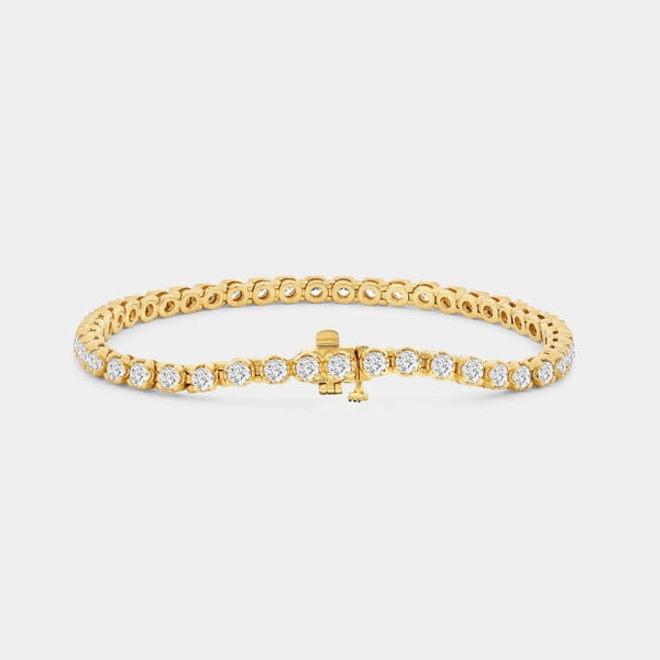 Gilded 4 Carat Lab-Grown Diamond Fashion Bracelet with Round-Shaped Centers in a U-Shaped Setting