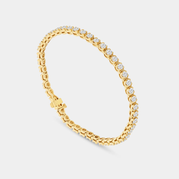 Gilded 4 Carat Lab-Grown Diamond Fashion Bracelet with Round-Shaped Centers in a U-Shaped Setting