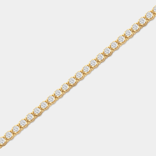 Gilded 4 Carat Lab-Grown Diamond Fashion Bracelet with Round-Shaped Centers in a U-Shaped Setting