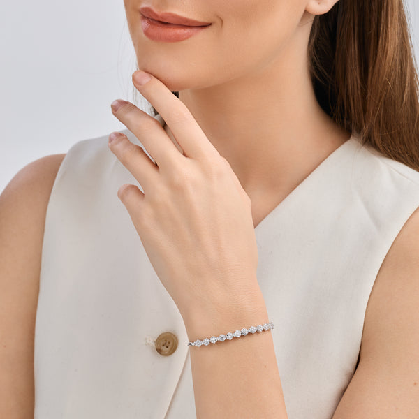 1 Carat Lab-Grown Diamond Bolo Bracelet with Blossom Motifs — GILDED New York