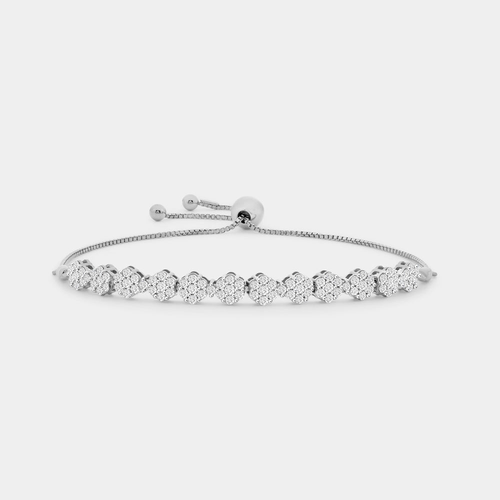 Gilded 1 Carat Lab-Grown Diamond Bolo Bracelet with Blossom Motifs