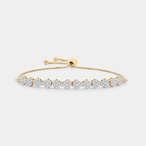 1 Carat Lab-Grown Diamond Bolo Bracelet with Blossom Motifs — GILDED New York