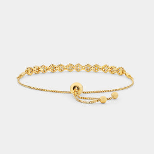 Gilded 1 Carat Lab-Grown Diamond Bolo Bracelet with Blossom Motifs