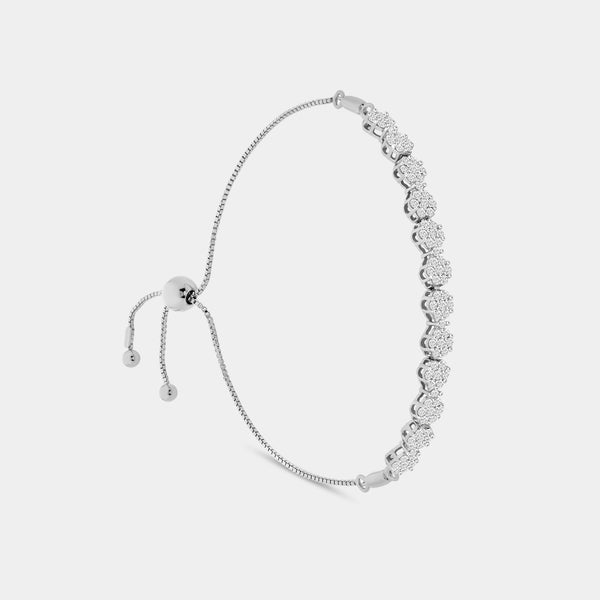 1 Carat Lab-Grown Diamond Bolo Bracelet with Blossom Motifs — GILDED New York