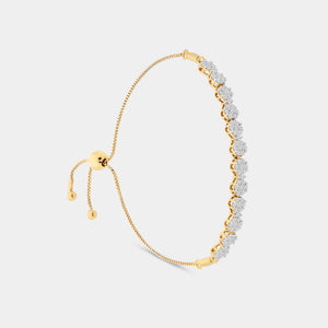Gilded 1 Carat Lab-Grown Diamond Bolo Bracelet with Blossom Motifs