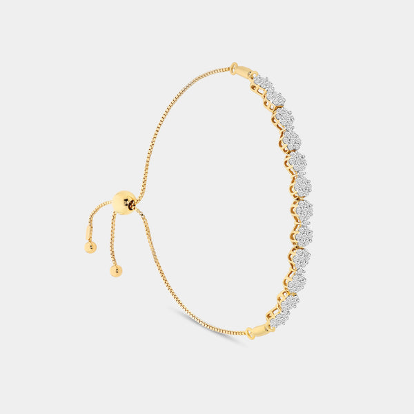 1 Carat Lab-Grown Diamond Bolo Bracelet with Blossom Motifs — GILDED New York