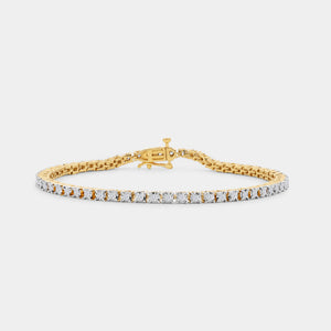 Gilded 1 Carat Lab-Grown Diamond Classic Bracelet with Four-Prong Illusion Settings