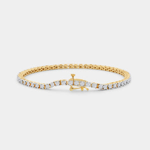 Gilded 1 Carat Lab-Grown Diamond Classic Bracelet with Four-Prong Illusion Settings